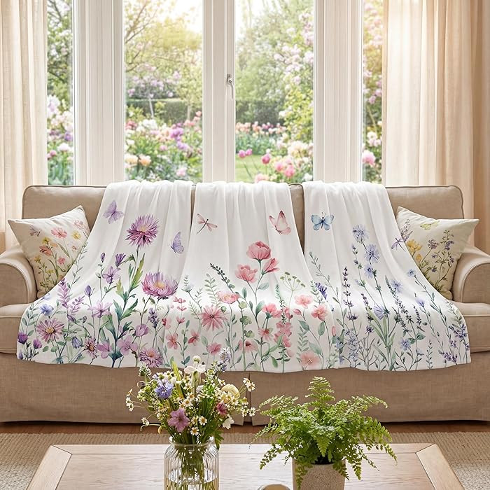 Capoda 3 Pcs Spring Blankets Pack 40x50 Inch Floral Plush Throw Cozy Lightweight Flannel Wildflow... | Amazon (US)