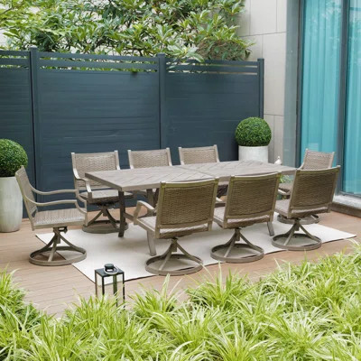 Patio Metal Rectangular Dining Set With Umbrella Hole For 8 Person | Wayfair North America