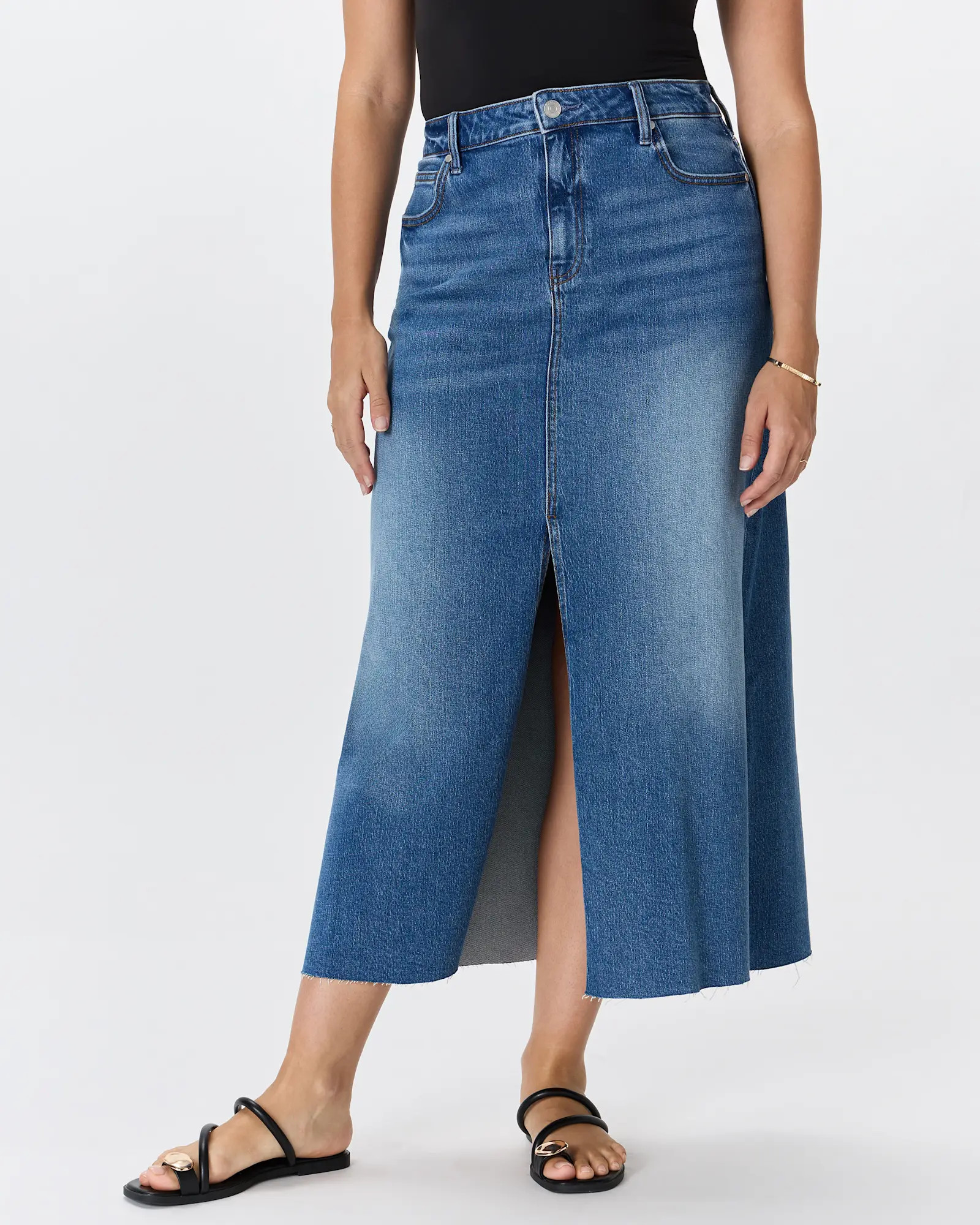 Stretch Denim 5-Pocket Midi Skirt | Quince