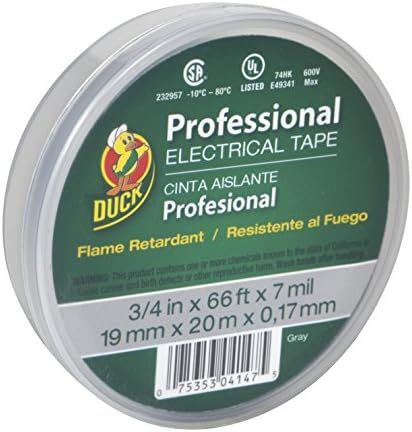 Duck Brand 299018 Professional Grade Electrical Tape, 3/4-Inch by 66 Feet, Single Roll, Gray | Amazon (US)