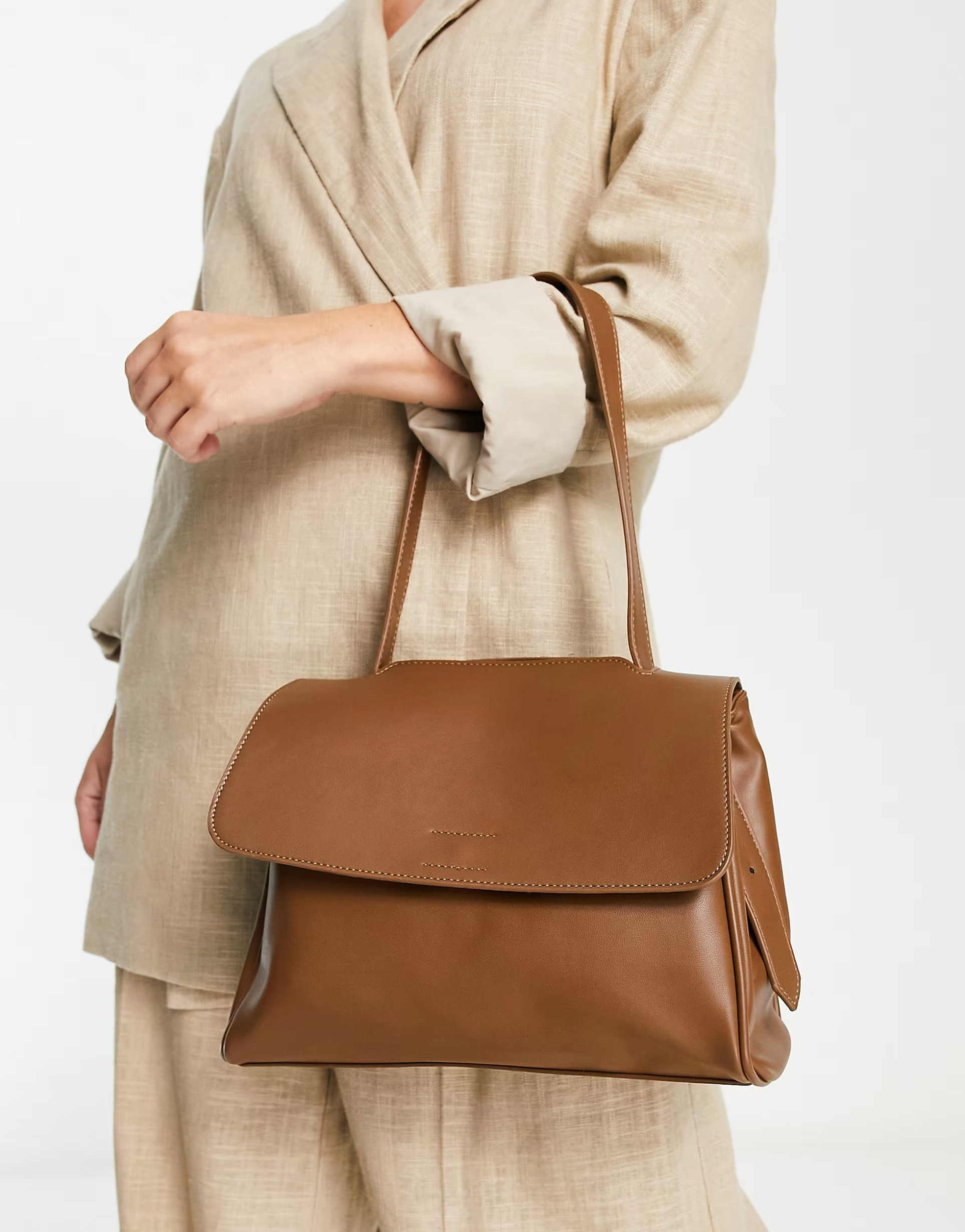 French Connection flap shoulder bag in tan | ASOS (Global)
