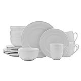Everyday White by Fitz and Floyd Beaded 16 Piece Dinnerware Set, Service for 4 | Amazon (US)