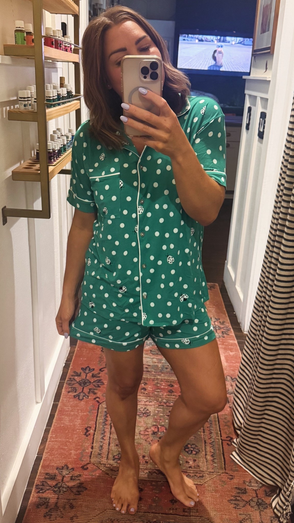 These pajamas are soooo cute!!! You can’t go wrong Polka dots and ladybugs. 🐞 

Runs big! I sized down one   

#LTKselfcare #LTKOver40 #LTKPetite