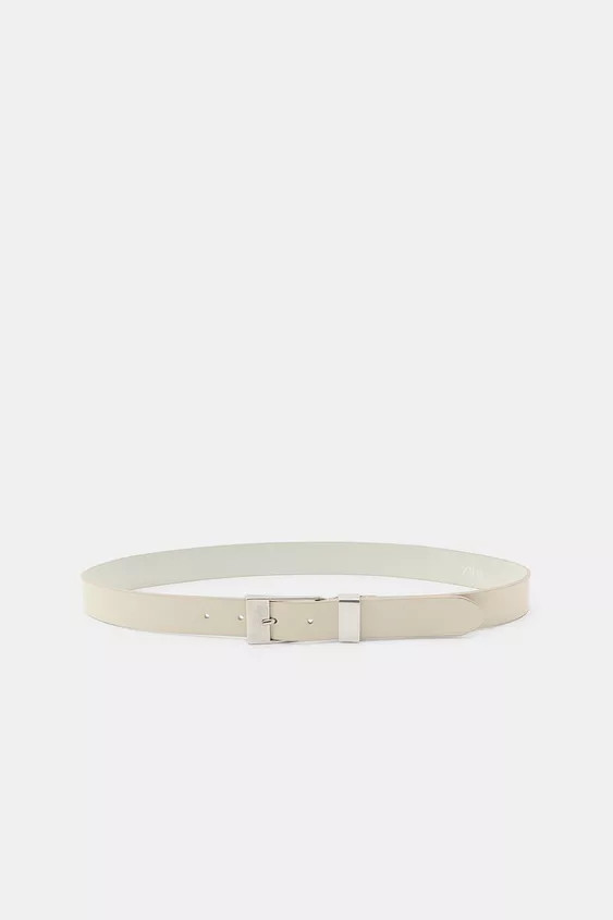 PLAIN 100% LEATHER BELT WITH SQUARE BUCKLE | Zara UK