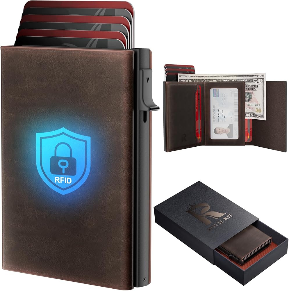 Wallet for Men Card Holder: Pop Up Card Case, RFID Blocking, Premium Genuine Leather, Slim, Minim... | Amazon (US)