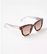 Tortoiseshell Print Metallic Arm Square Sunglasses | LOFT