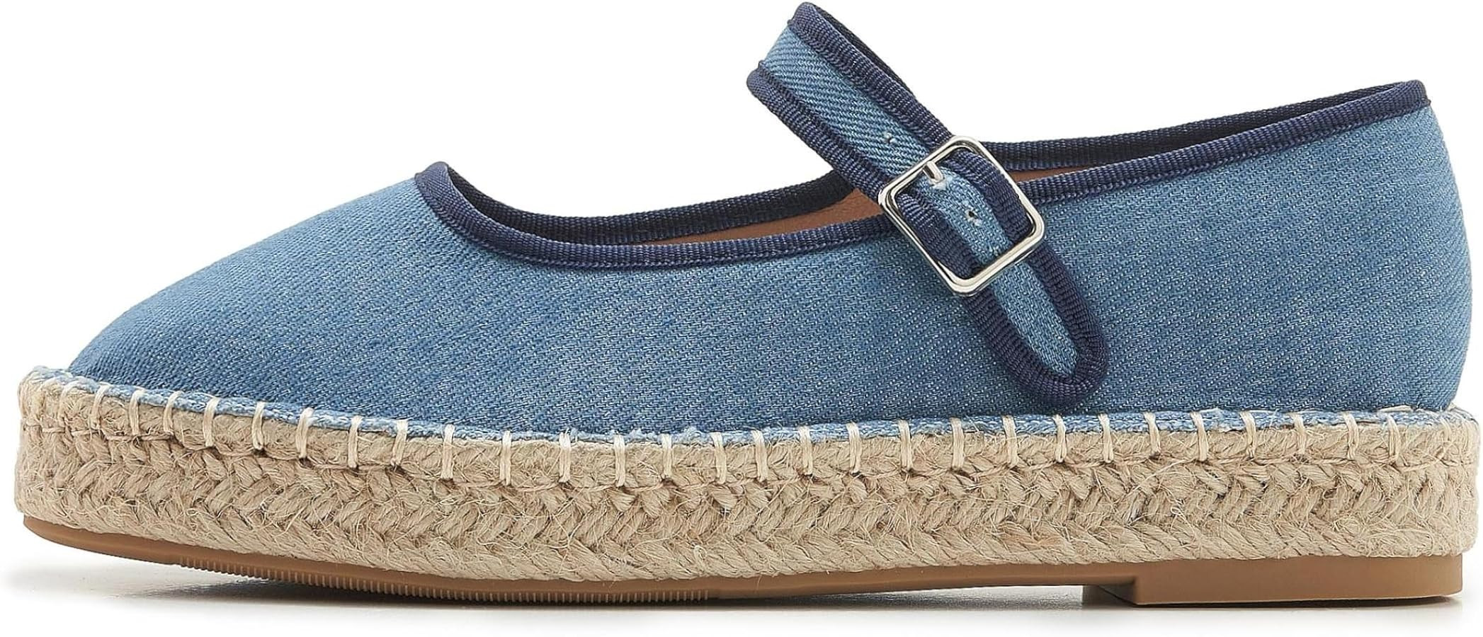 Women's Mary Jane Espadrilles Woven Espadrille Outsole Canvas Summer Flats | Amazon (US)