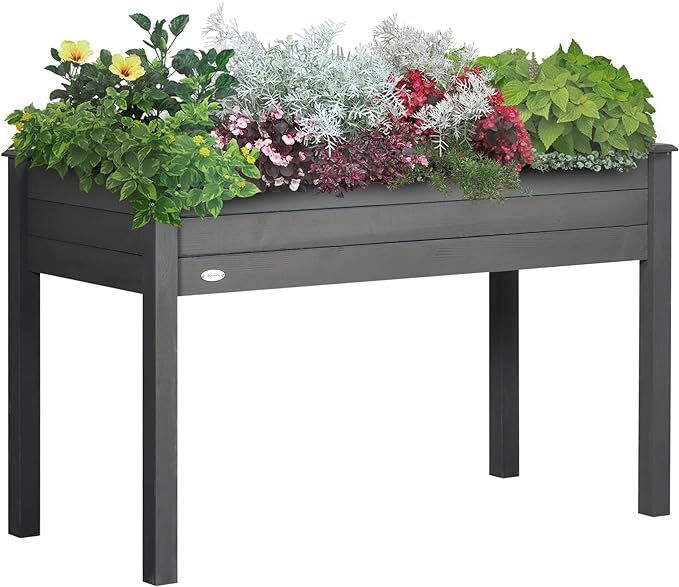 Outsunny Raised Garden Bed with Legs, 48" x 22" x 30", Elevated Wooden Planter Box, Self-Draining... | Amazon (US)