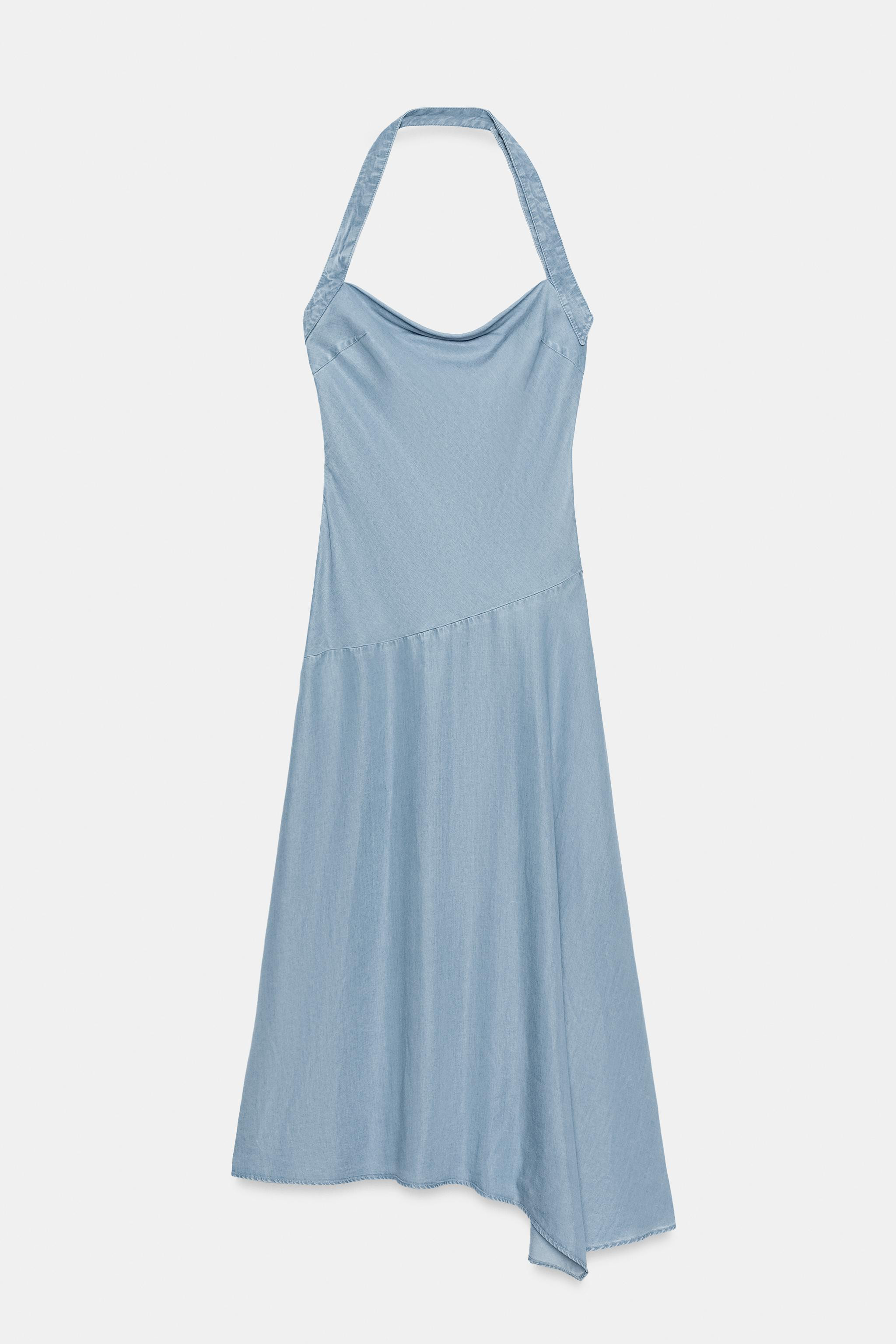 ROBE TRF HALTER ASYMÉTRIQUE EN DENIM | Zara FR