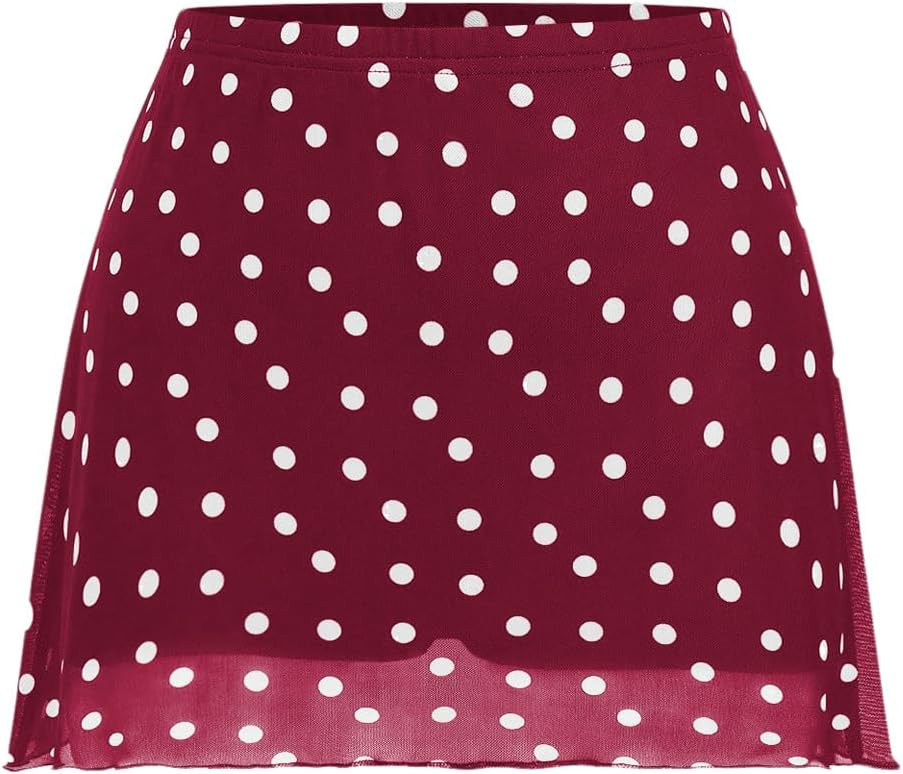 Verdusa Women's Polka Dots Mini Skirt Y2K Vintage Mesh Country Concert Outifits | Amazon (US)