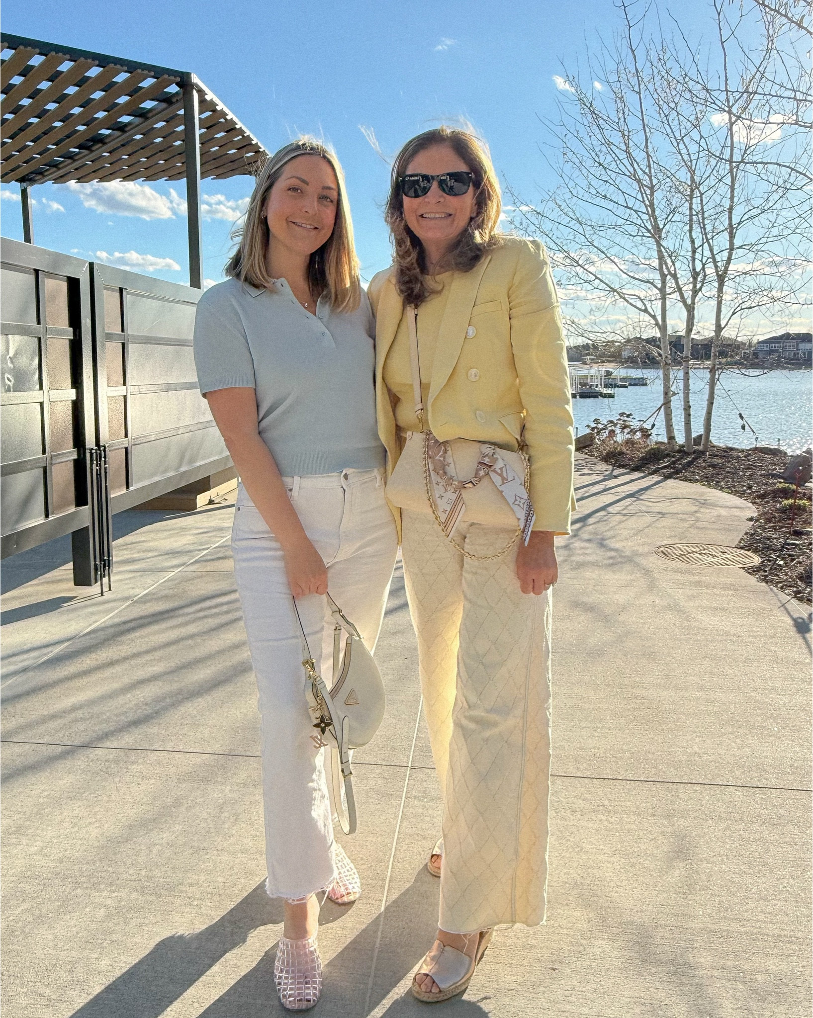 What I wore today for Easter dinner 🐣 ✝️ love this @Aritzia cashmere polo!  So soft and the color is so good!  My moms in @Veronica Beard ☀️ 

#aritzia spring outfit, white jeans

#LTKootd #LTKWorkwear