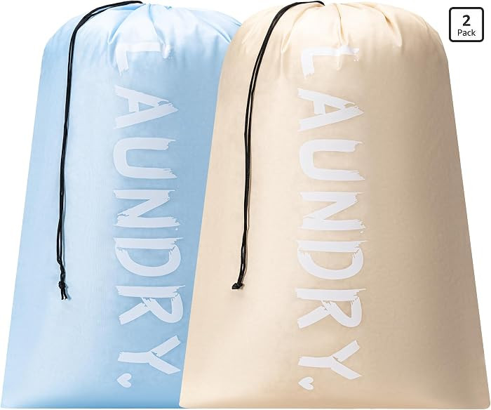 2 Pack XL Travel Laundry Bag, Machine Washable Dirty Clothes Organizer with Drawstring,Large Enou... | Amazon (US)