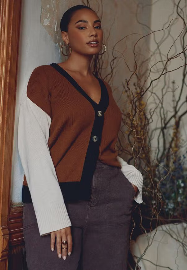 Colorblocked Boxy Cardigan | Eloquii