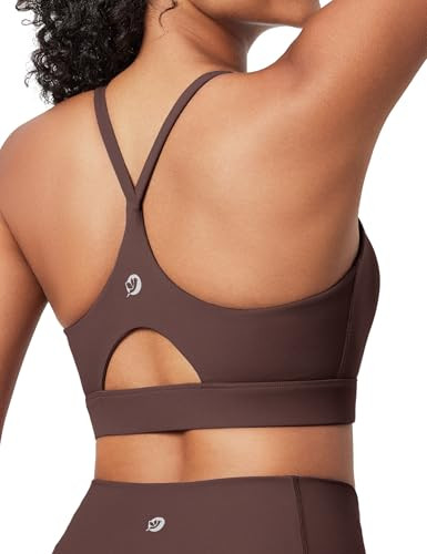 IUGA Sports Bras for Women Strappy Sports Bra Racerback Padded Workout Yoga Gym Y Back Tops with Removable Pads Brown | Amazon (US)