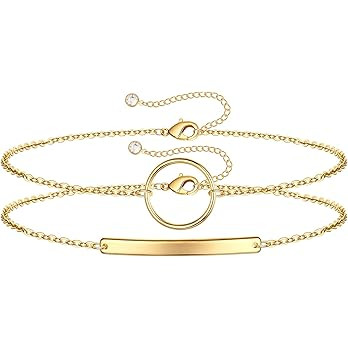 Yoosteel Dainty Layered Bracelets for Women, 14K Gold Filled Layering Oval Chain Bracelet Handmad... | Amazon (US)