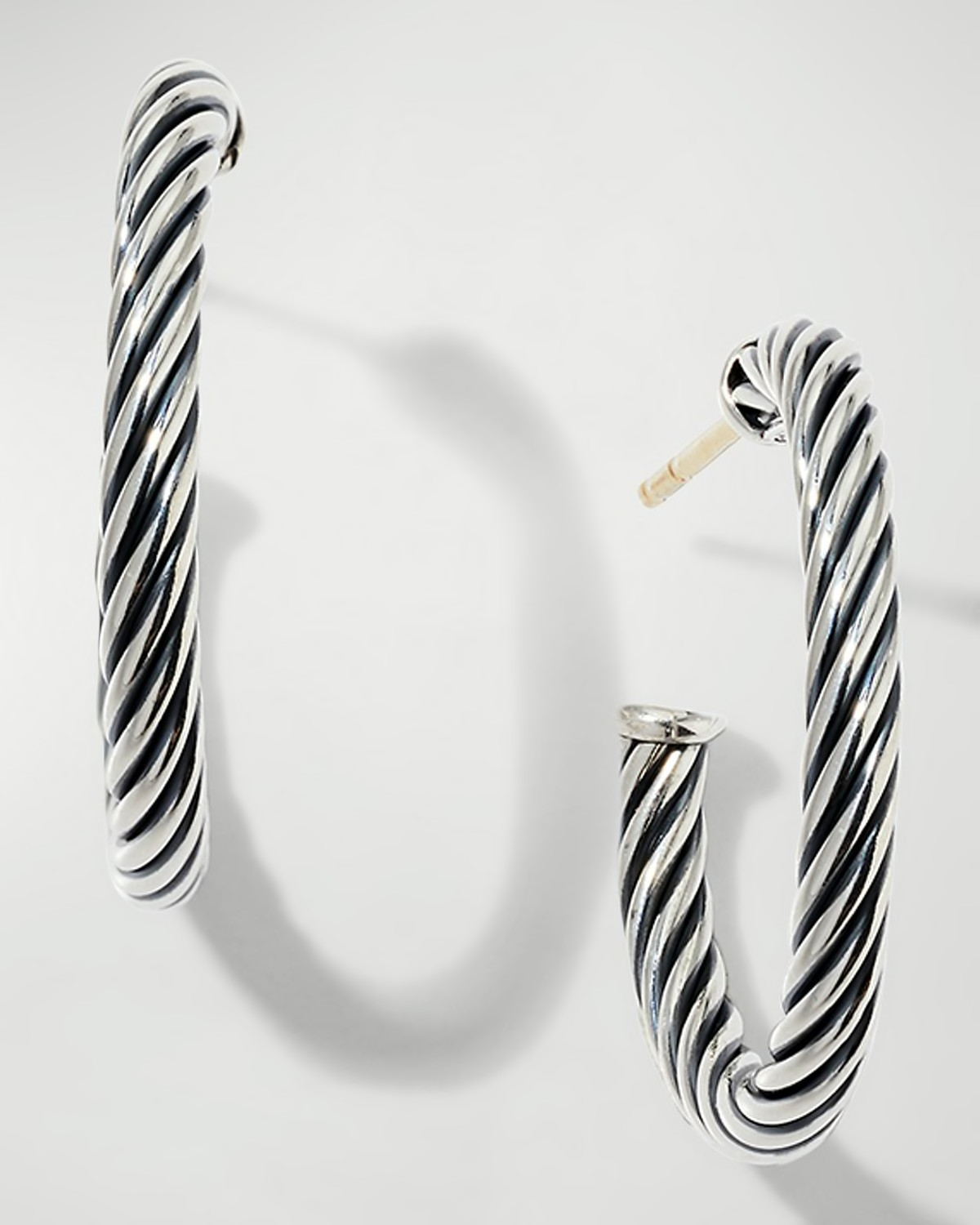 Cable Hoop Earrings in Silver, 0.75"L | Neiman Marcus