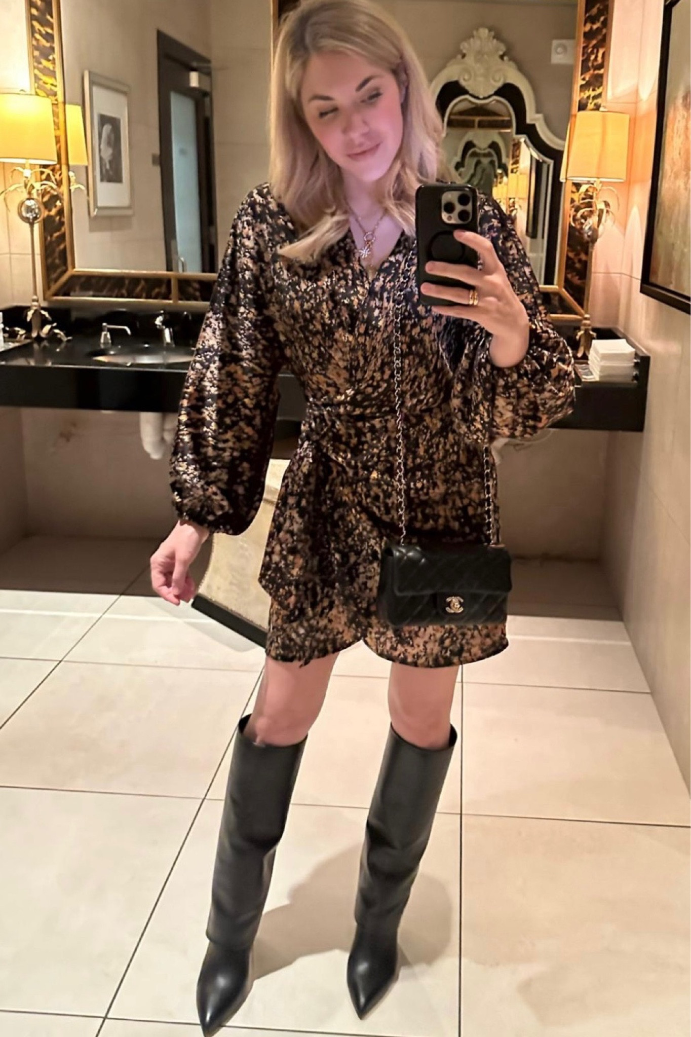 cocktail dress with knee high boots