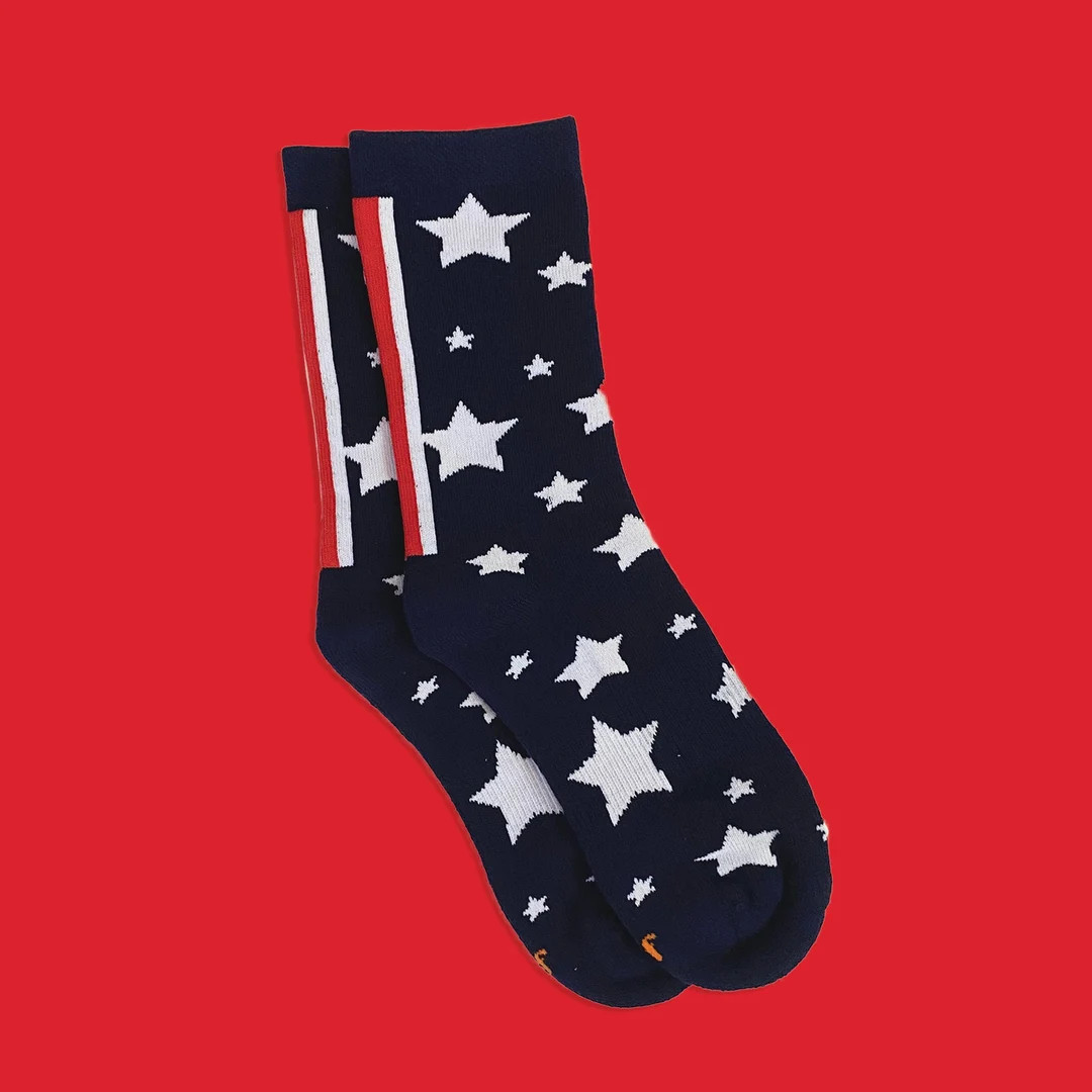 Americana Sock Women's Crew Socks BFF Gift Idea Cotton Socks Fun Novelty Socks Flag Star Sock Coz... | Etsy (US)