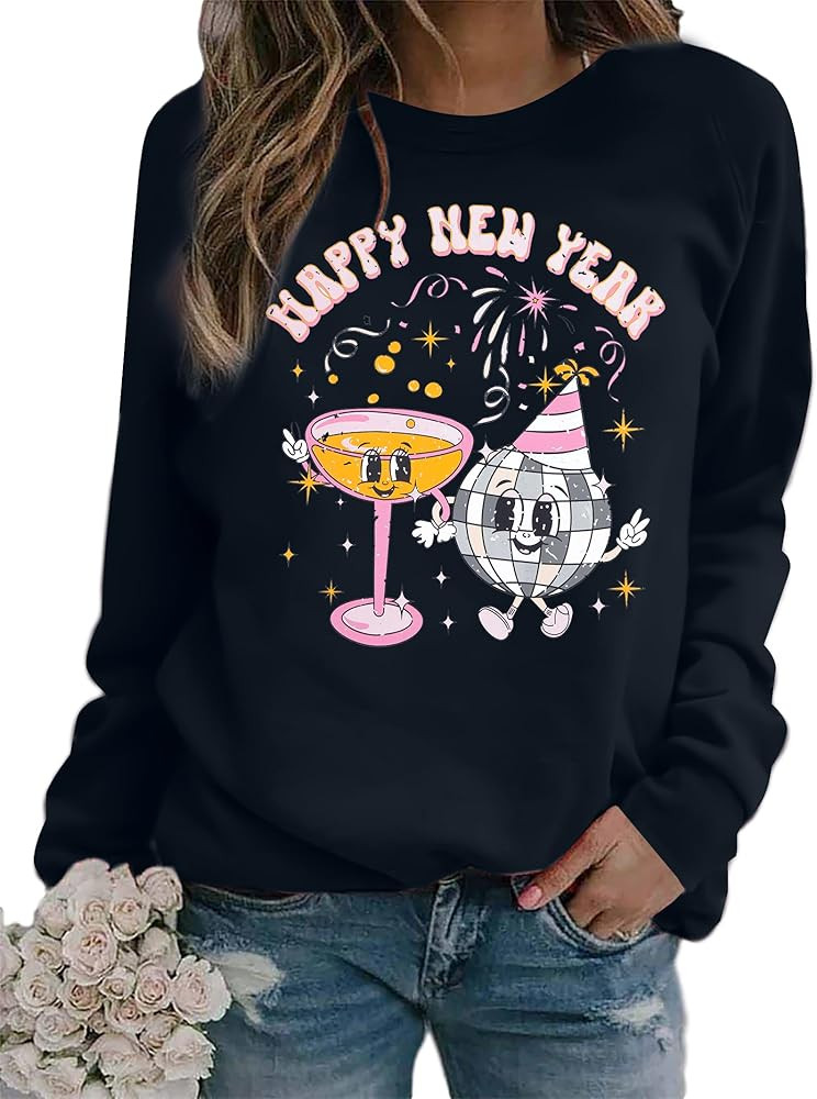 MNLYBABY Happy New Year Sweatshirts 2026 New Year Party Shirts Merry Holiday Long Sleeve Pullover... | Amazon (US)