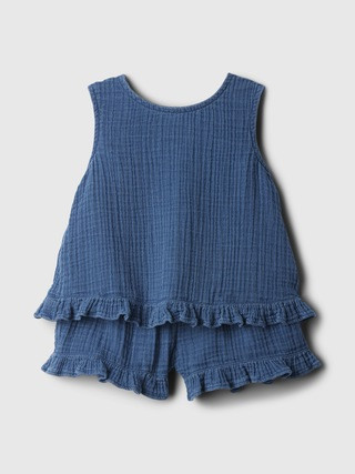 babyGap Crinkle Gauze Ruffle Outfit Set | Gap (US)