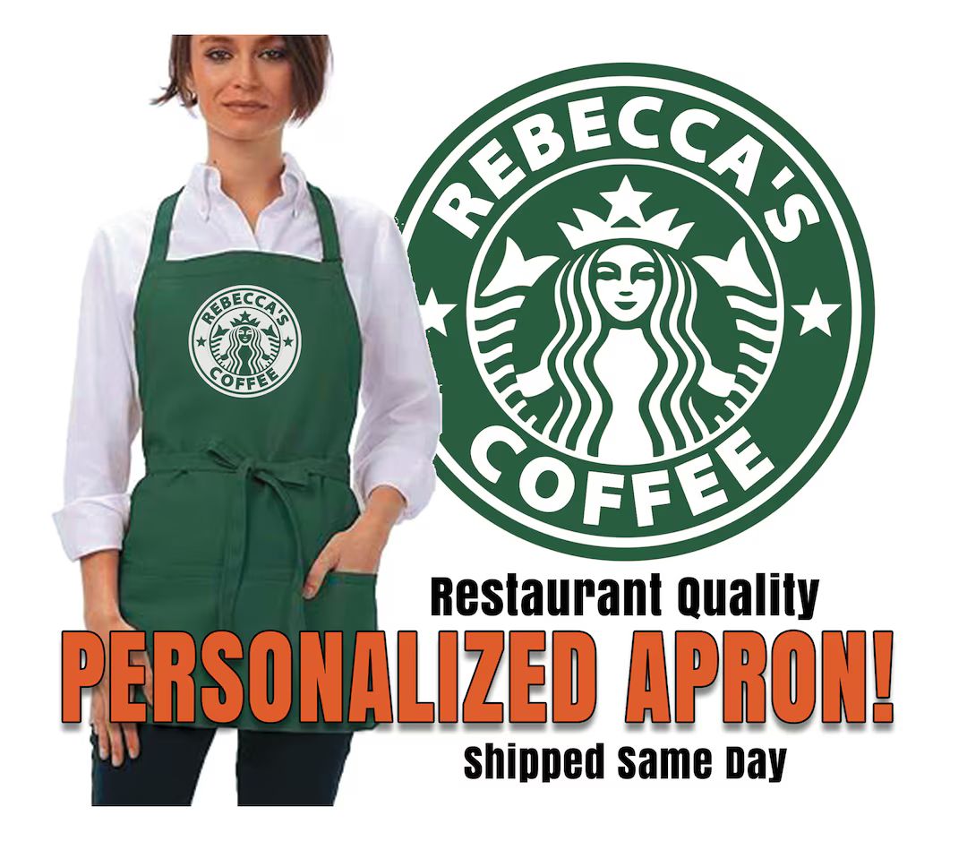 Personalized Barista Apron Design, Star Green Apron Coffee Shop, Coffee Lover Gift, Perfect Gift ... | Etsy (US)