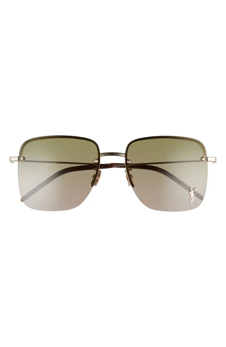 58mm Semi Rimless Flat Front Square Sunglasses | Nordstrom