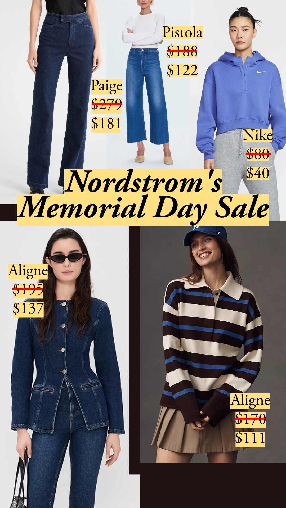 An hourglass denim jacket is my summer staple - instant polish, no sweat. Literally no sweat. It's great with drawstring pants in linen or satin. It's great with a billowy skirt. It's great over your workout outfit. And I found some excellent jeans with substantial discounts. Nordstrom Memorial Day sale, denim blazer, hourglass denim jacket, Aligne denim blazer, wide leg jeans, Paige jeans, Pistola jeans, bootcut jeans, RE/DONE jeans, Mother jeans, Rag and Bone straight leg jeans, rugby stripe sweater, merino wool sweater, Aligne sweater, Nike fleece sweatshirt, spring denim, summer outfit, sale finds, quality denim

#LTKootd #LTKSaleAlert