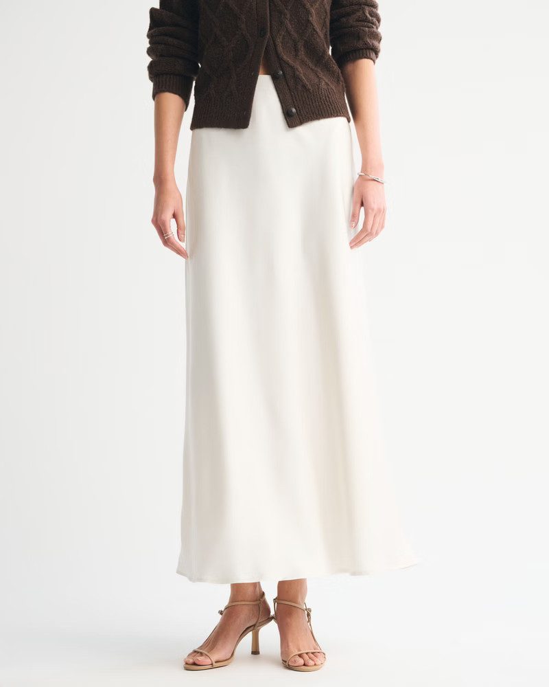 High Rise Satin Maxi Skirt | Abercrombie & Fitch (US)