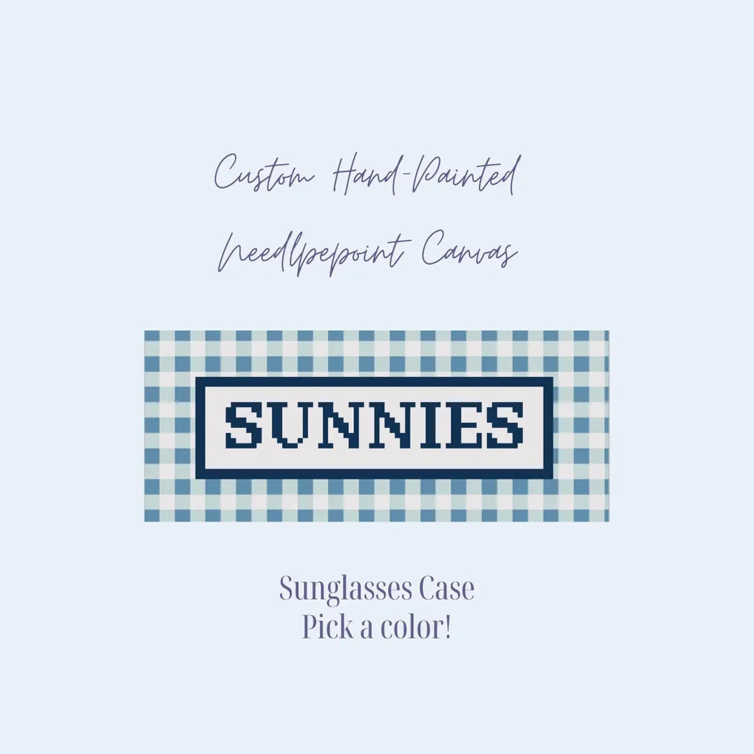 Custom Hand-Painted Needlepoint Canvas | Gingham Sunglasses Case **See Description** | Etsy (US)