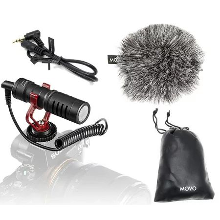 Movo VXR10 Universal Video Microphone with Shock Mount, Deadcat Windscreen, Case for iPhone, Android | Walmart (US)