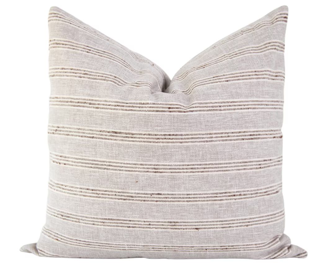 Grey Stripe Pillow Cover 12x20, Brown Striped Pillow Cover, Modern Farmhouse, Fall Pillow Covers,... | Etsy (EU)