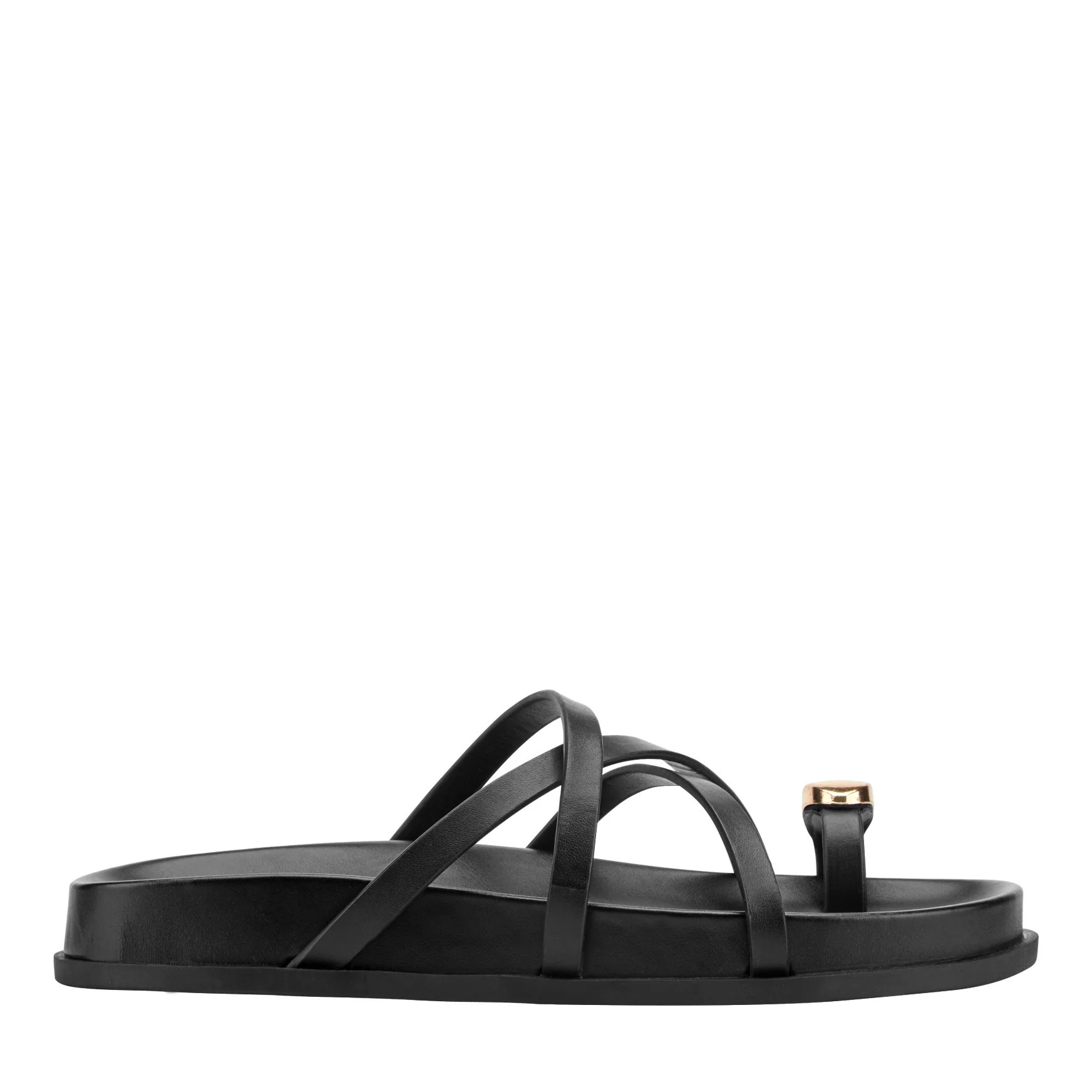 Women's Braidey Strappy Flat Leather Sandal - Black Leather | Marc Fisher Footwear | Marc Fisher