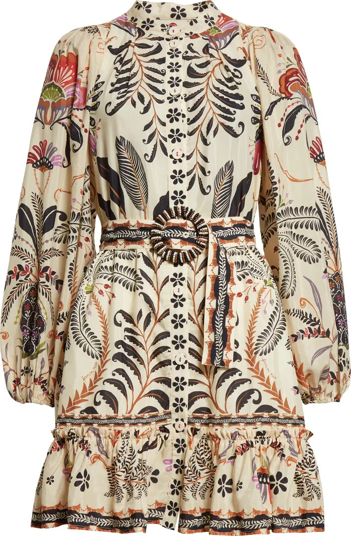 FARM Rio Mixed Print Long Sleeve Cotton Blend Dress | Nordstrom | Nordstrom