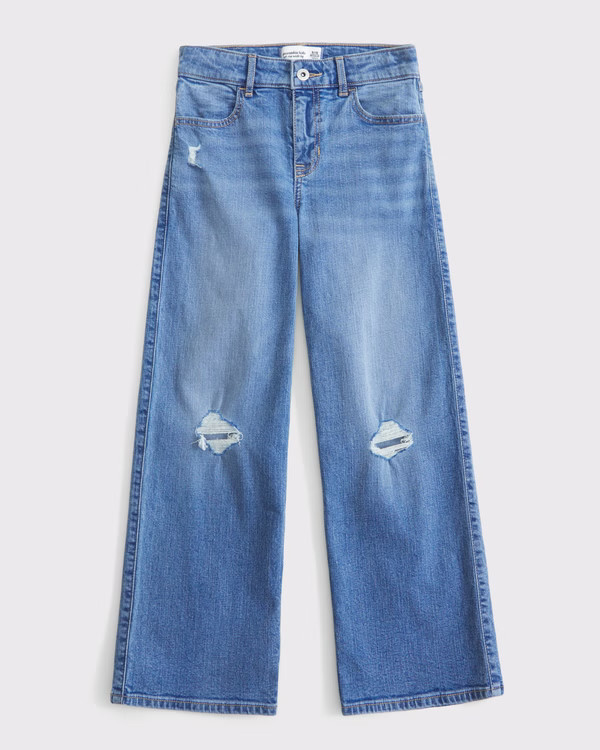 girls high rise wide leg jeans | girls | Abercrombie.com | Abercrombie & Fitch (US)