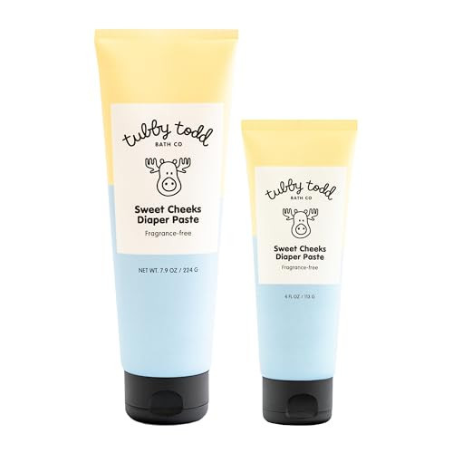 TUBBY TODD Sweet Cheeks Diaper Paste - Diaper Rash Cream with 14% Zinc Oxide - Hypoallergenic - For Soothing and Protecting Sensitive Skin - 2 Pack, 4oz & 7.9oz | Amazon (US)