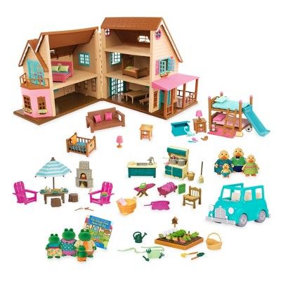 Li'l Woodzeez Toy House with Accessories 127pc - Honeysuckle Hillside Cottage | Target