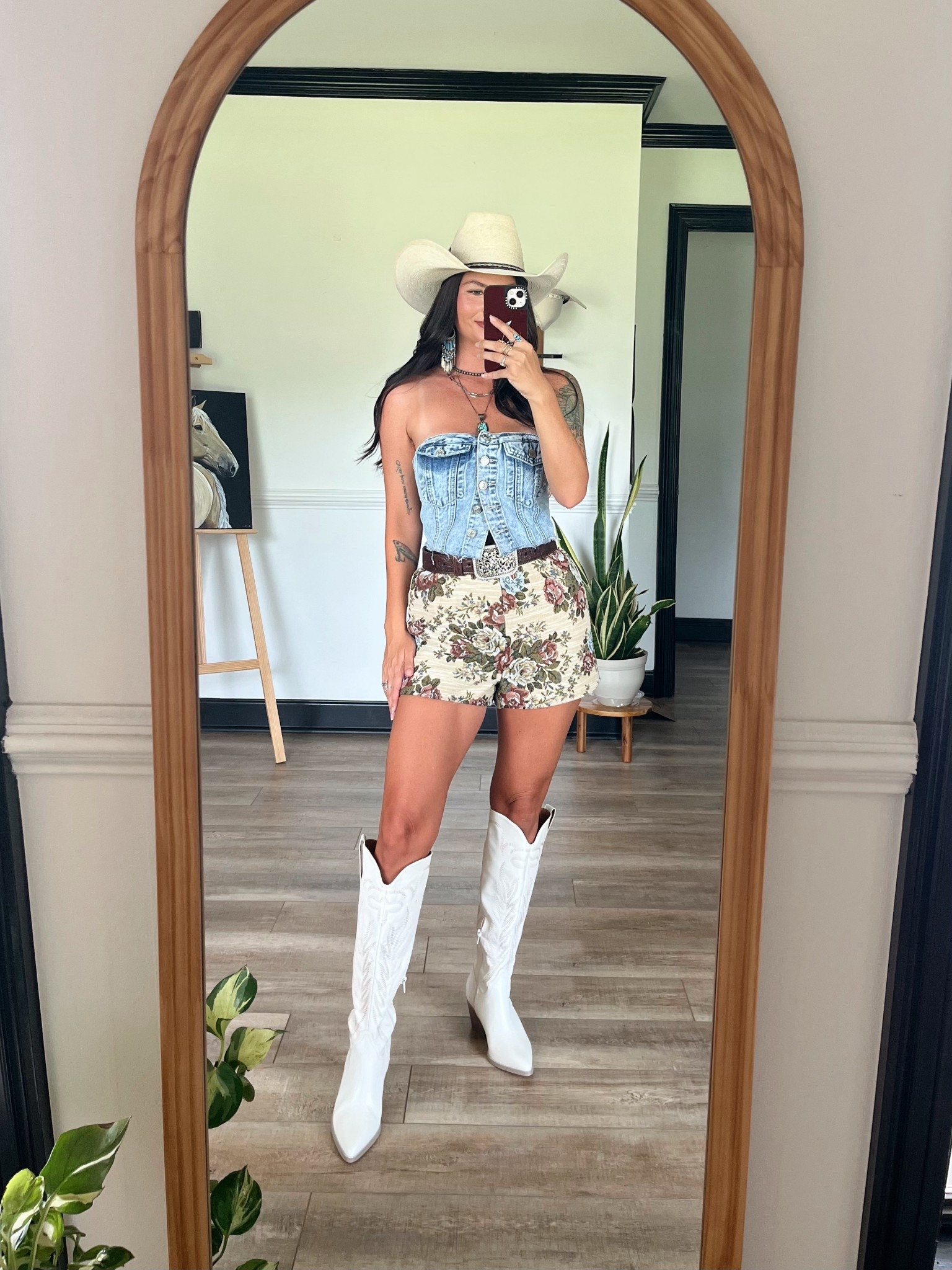 Floral tapestry shorts paired with button down denim top! Code LORIG30 or LORILYNN35 to save on shorts ❤️ wearing xs in both. Shorts run big, can size down!

#LTKFestival #LTKSeasonal