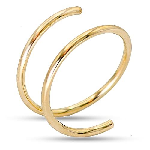 Double Nose Ring Hoop for Single Piercing, 14k Gold Filled or Sterling Silver Spiral Twist Nose Hoop | Amazon (US)