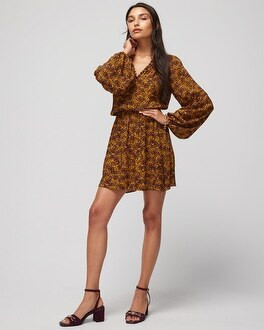 Long-Sleeve Smocked Waist Blouson Dress | White House Black Market