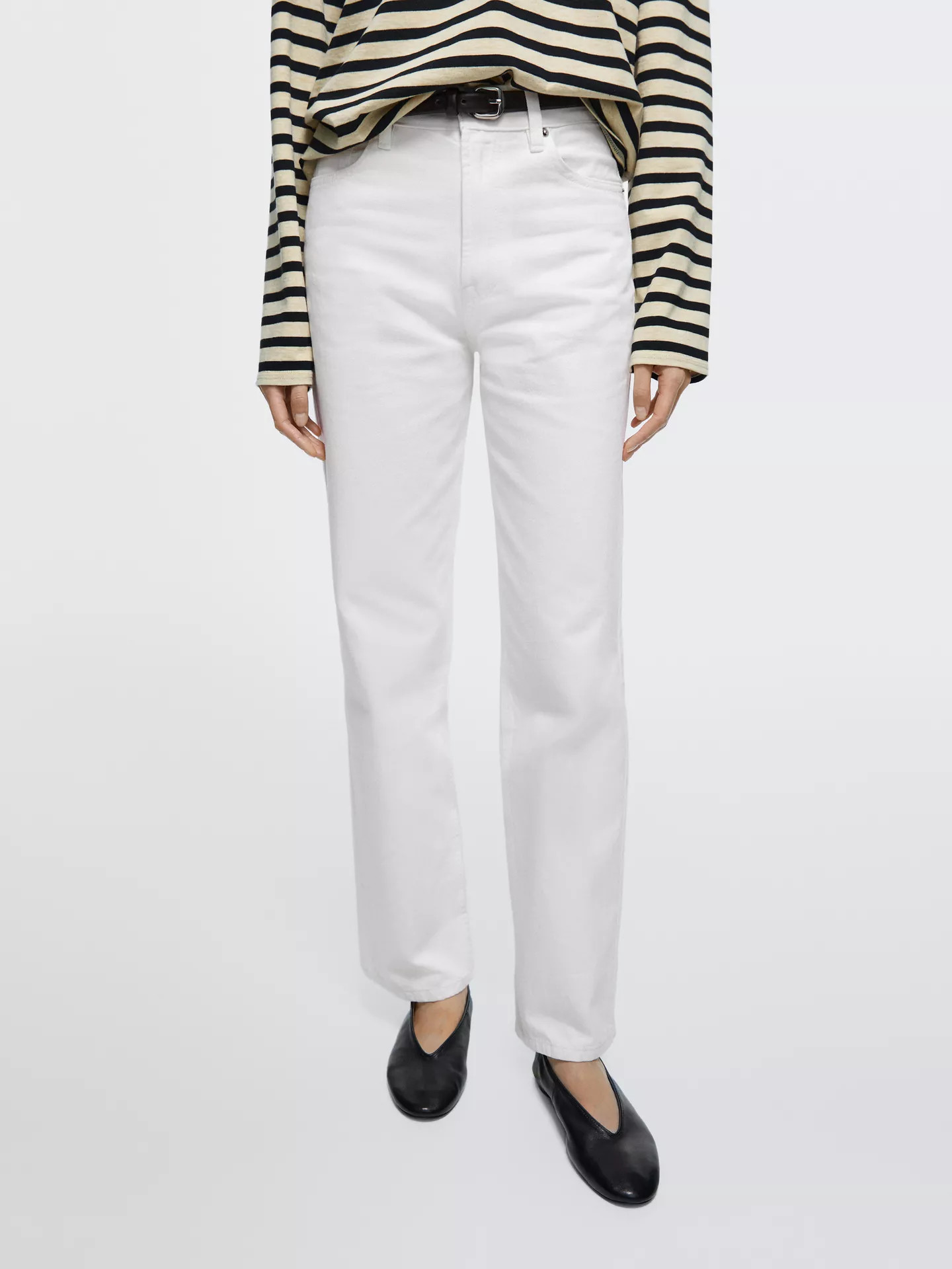Straight-leg high-waist jeans | Massimo Dutti UK
