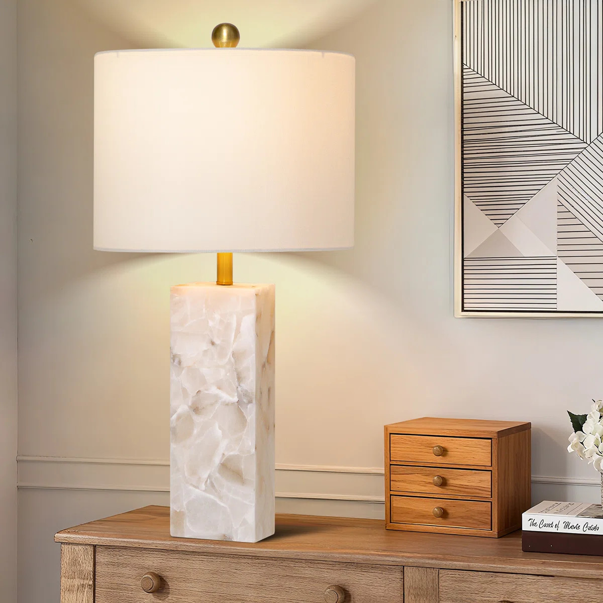 26.5In Alabaster Lamp, Marble Lamp Nightstand Lamp Table Lamp For Living Room Bedroom | Wayfair North America