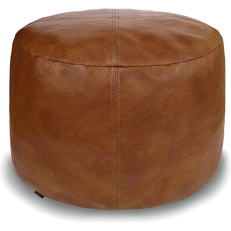 Thgonwid 16.5*12.5 inch Vegan Leather Pouf, Amaretto | Walmart (US)