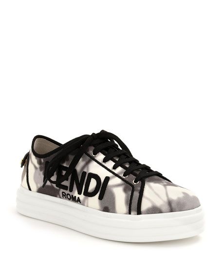 Fendi Tie-Dye Logo Low-Top Sneakers | Neiman Marcus