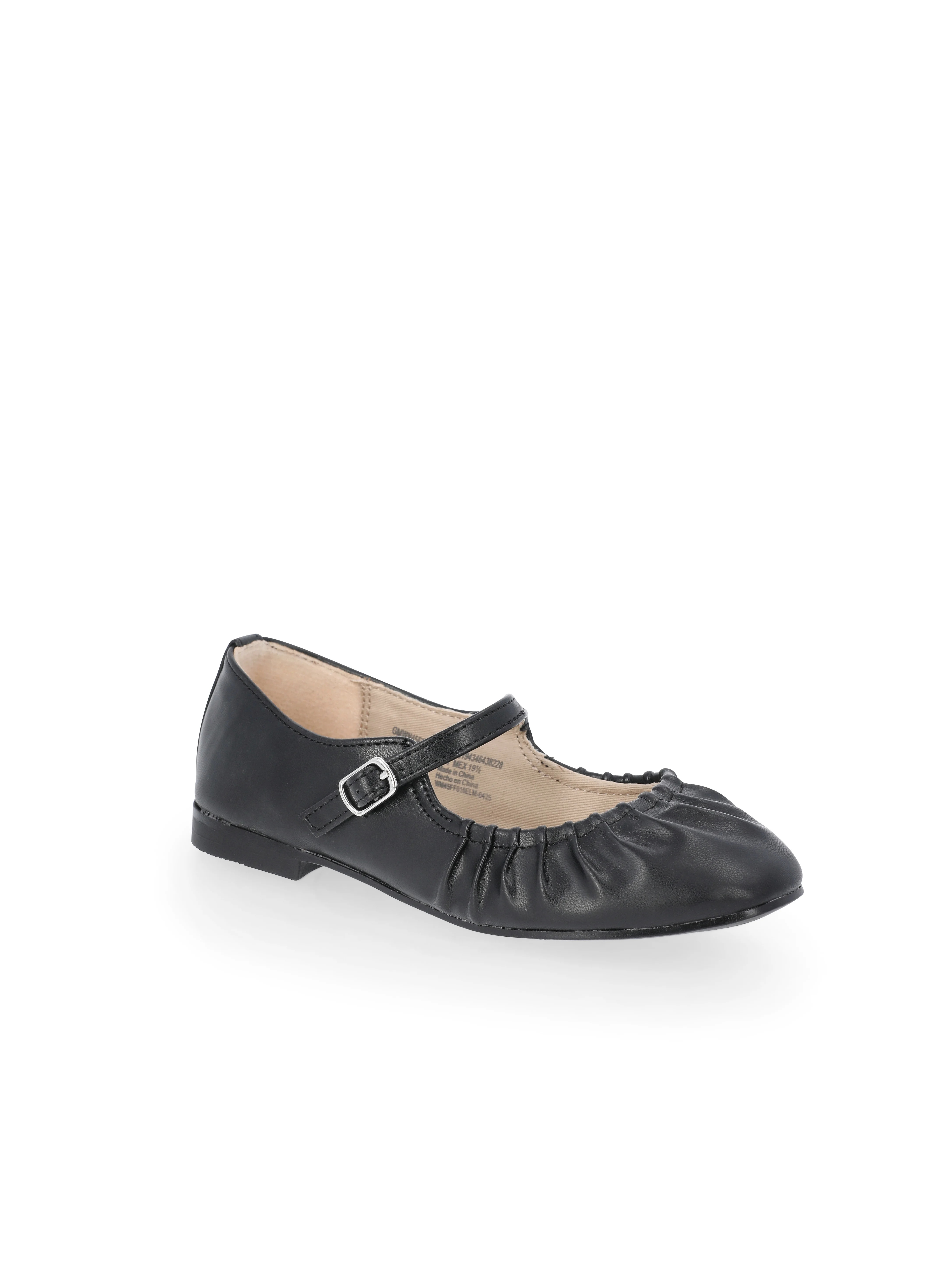 Wonder Nation Little Girls and Big Girls Scrunch Ballet Dress Shoes, Black | Walmart (US)