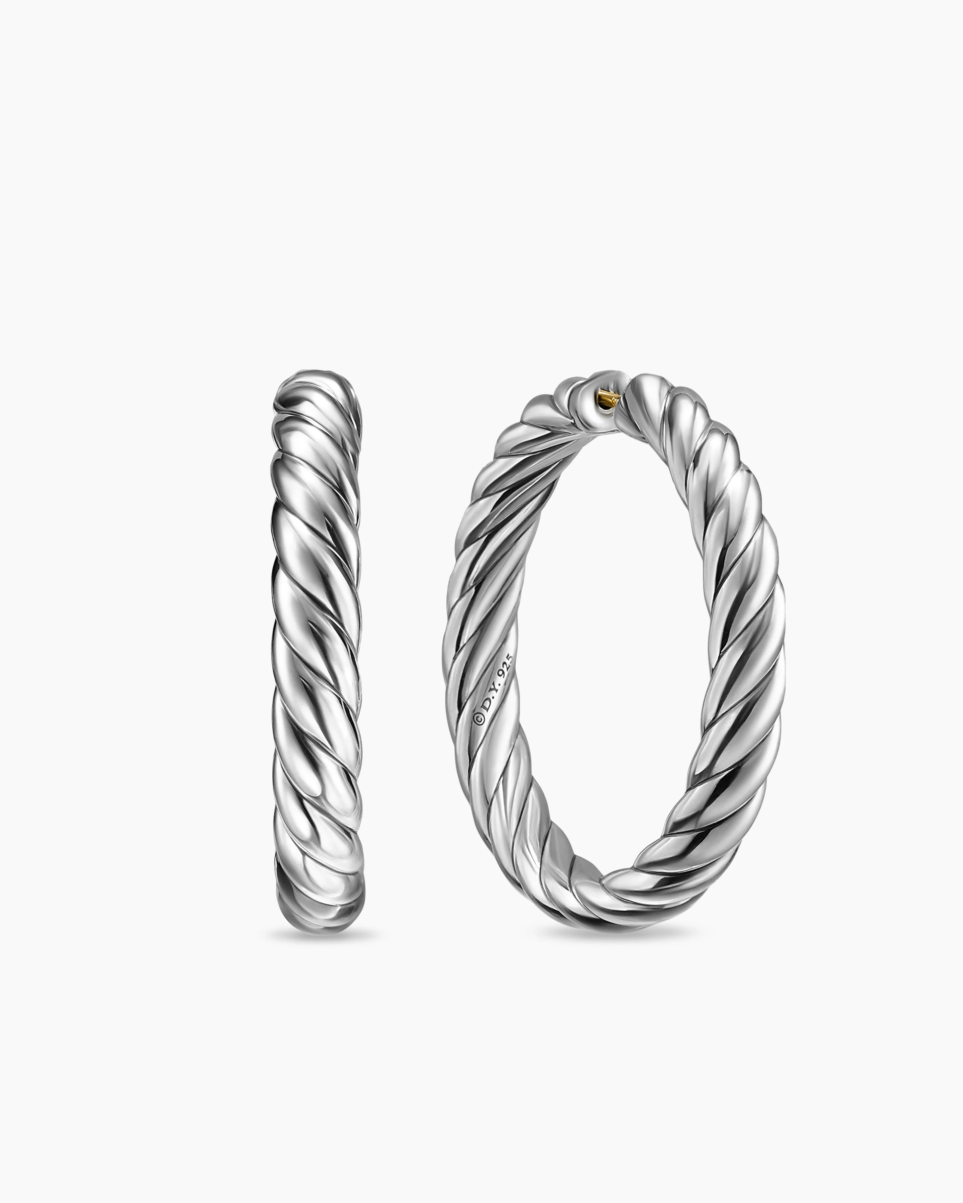 David Yurman | Sculpted Cable Hoop Earrings in Sterling Silver, 38mm | David Yurman