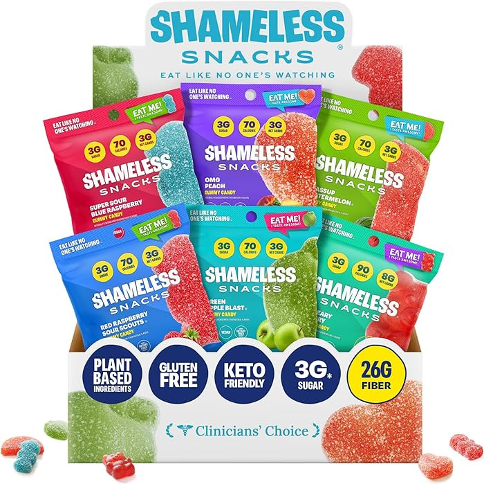 Shameless Snacks Sour Candy & Fruit Snacks - Gummy Candy Variety Pack, Keto Snacks, Sour Gummy Wo... | Amazon (US)