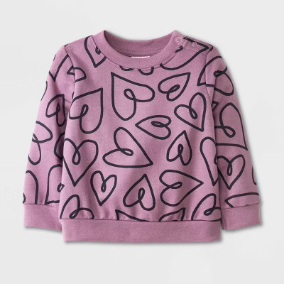 Baby Hearts French Terry Sweatshirt - Cat & Jack™ Purple | Target