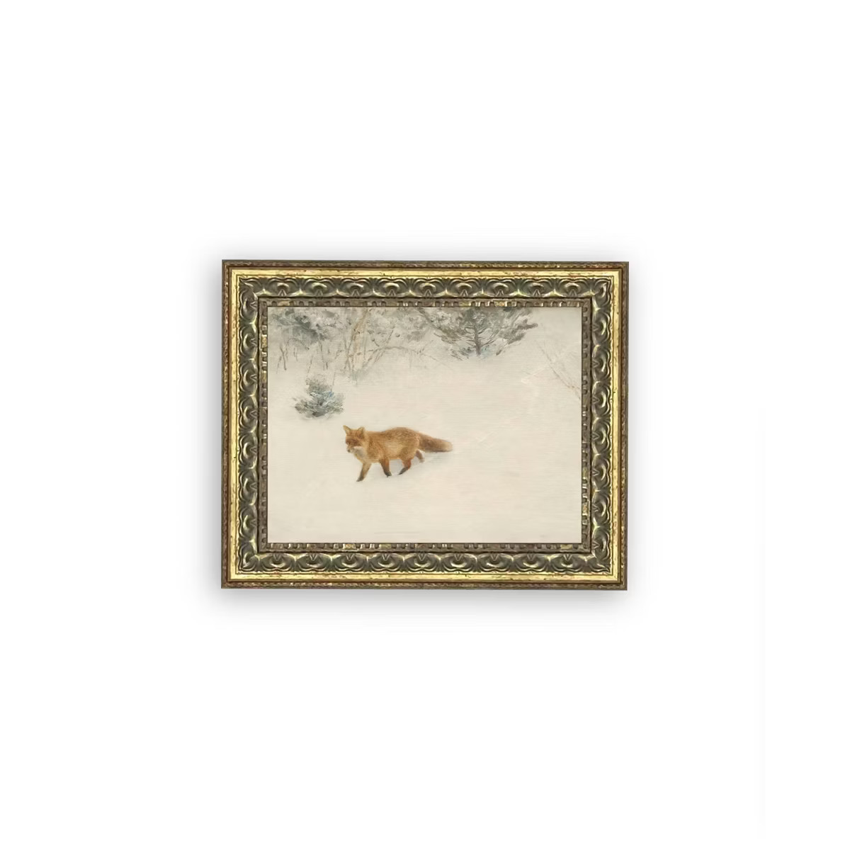 Petal Lane 10"x8" Fox In Winter Fancy Brass Framed Art | Target