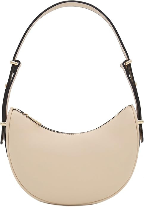 Small Crescent Smooth Faux Leather Underarm Shoulder Bag | Amazon (US)