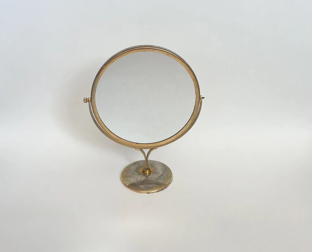 Vtg Brass Vanity Mirror Articulating Upright Double Sided - Etsy | Etsy (US)